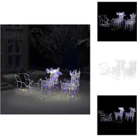 vidaXL Kerstdecoratie: Herten en slee, 280x28x55 cm, acryl - Kerstverlichting
