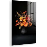 MuchoWow Glasschilderij 120x180 cm - Schilderij acrylglas - Herfst - Boeket - Oranje - Foto op glas - Muurdecoratie woonkamer - Wanddecoratie slaapkamer - Schilderijen