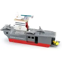 Vilac Houten vliegdekschip + 5 accessoires - Marine nationale - l 54 x H 24 x P 29 cm