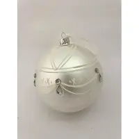 J-Line Kerstbal mat glas ivoor/glitter/diamant 12cm