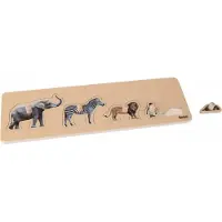 Nienhuis MONTESSORI Kinderpuzzel Wilde Dieren - Inlegplank - Houten puzzel - Educatief speelgoed - Houten dieren speelgoed - 5 stukjes - Vanaf 2 jaar