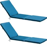 Oviala - Lot van 2 blauwe polyester ligstoelkussens 186 x 53 x 5 cm - Picchu