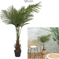 WDMT Kunst Areca Palm 120 cm – Realistische Tropische Kunstplant in Pot – Onderhoudsvrije Decoratieve Palmboom voor Binnen en Buiten - Groen