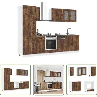 vidaXL Keukenopstelling - Keuken Kast Set - 8-delige Keukenkastenset Kalmar bewerkt hout gerookt eiken - Houten Keuken - Roestvrijstalen Keuken - Opslagruimte Keuken