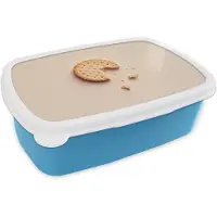 MuchoWow Broodtrommel Blauw - Lunchbox Koekje - Kruimels - beige - Brooddoos 18x12x6 cm - Brood lunch box - Broodtrommels voor kinderen en volwassenen