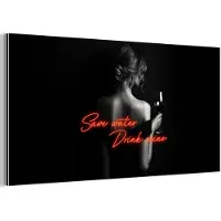MuchoWow Aluminium schilderij 120x60 cm - Wanddecoratie metaal - Wijn - Vrouw - Neon - Quote - Metalen muurdecoratie woonkamer - Decoratie industrieel - Foto op dibond - Industriële accessoires slaapkamer
