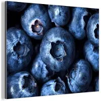 MuchoWow Aluminium schilderij 40x30 cm - Wanddecoratie metaal - Bessen - Blauw - Fruit - Metalen muurdecoratie woonkamer - Decoratie industrieel - Foto op dibond - Industriële accessoires slaapkamer