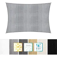 Lumaland Rechthoekige luifel van incl. spankoorden|Rechthoekig 3 x 4 m| 160 g/m² - lichtgrijs
