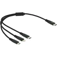 DeLOCK USB Charging Cable 3 in 1 USB Type-C to Lightning / Micro USB / USB Type-C 30 cm