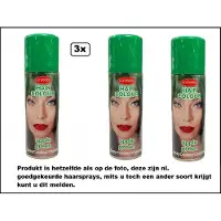 Goodmark 3x Haarverf/haarspray groen 125 ml - Apple green - Word bezorgd in doos ivm beschadeging - Festival thema feest carnaval haar kleurspray party