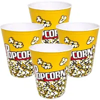 Concorde Popcorn bak - 8x - geel/wit - kunststof - D24 cm - 6 liter - herbruikbaar