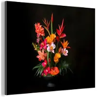 MuchoWow Aluminium schilderij 40x30 cm - Wanddecoratie metaal - Boeket - Bloemen - Exotisch - Metalen muurdecoratie woonkamer - Decoratie industrieel - Foto op dibond - Industriële accessoires slaapkamer