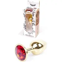 Boss Series - Gold Plug - Anale Plug - Buttplug - Gouden Plug - Diamant - S/M - Rood