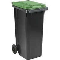 ESE Afvalcontainer 180 liter grijs met groen deksel - GFT container