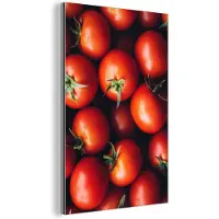 MuchoWow Aluminium schilderij 80x120 cm - Wanddecoratie metaal - Groente - Rood - Tomaten - Metalen muurdecoratie woonkamer - Decoratie industrieel - Foto op dibond - Industriële accessoires slaapkamer