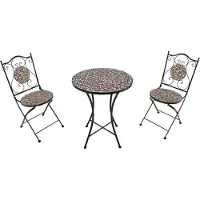 Axi Amélie 3-delige Mozaïek Bistroset in Bloemen Roze | Bistro Set met tafel & 2 stoelen | Balkonset van metaal & Mozaïek design