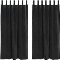 vidaXL - Blackout - Gordijnen - met - Hanglussen - 2 - stuks - Zwart - Fluweel