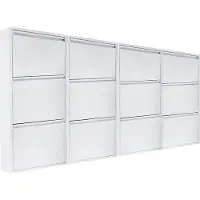 NATURN LIVING Metalen schoenenkast 12 - deurs - set van 4 | 222 x 17 x 108 cm | Functionele en compacte schoenenkast voor het stijlvol opbergen van jouw schoenen verzameling | Schoenenrek | Mat wit