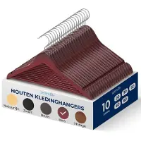 SereneLife Kleerhanger - Houten Hangers - Antislip Ruimtebesparende Kledinghangers - met 360° Draaibare Haak en Inkepingen - 10 Stuks - Duurzaam en Sterk voor Hemden, Truien, Hoodies, en Jurken
