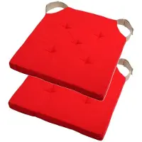 Stof Textile stoelkussen DUO - 2x - rood - 38 x 38 x 4 cm - klittenband sluiting - zitkussens - binnen/buiten