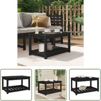 The Living Store De Living Store tuintafel, zwart, 82,5x50,5x45 cm, massief grenenhout