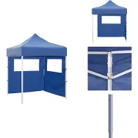 vidaXL Professionele partytent, inklapbaar met 2 zijwanden, 2x2 meter, staal, blauw - Paviljoens & partytenten