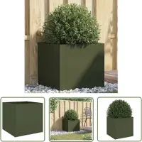 vidaXL Plantenbak 49x47x46 cm staal olijfgroen