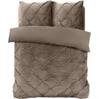 Sleeptime dekbedovertrek Pintuck - taupe - Velvet - 140x220