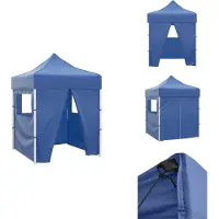 vidaXL Professionele partytent, inklapbaar met 4 zijwanden, 2x2 meter, staal, blauw - Paviljoens & partytenten