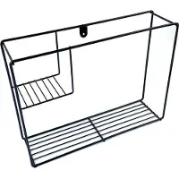 WDMT Wandrek rechthoek van | 40 x 35 x 10 cm | Metalen rechthoekige wand decoratie | rechthoek | Industriële wandrekken van metaal | Eenvoudig te bevestigen | Zwart
