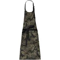 Kariban Katoenen canvas schort Camouflage, met verstelbare riem en grote zakken - voor mannen en vrouwen - keuken koken bakken slabbetjes schort - zwart - Eén Maat