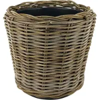 WDMT Rotan Plantenmand met Waterdichte Binnenpot Ø 42 x 44 cm - Grote Drypot Bloempot voor Kamerplanten - Handgemaakt - Grijs