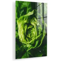 MuchoWow Glasschilderij 120x180 cm - Schilderij acrylglas - Groente - Sla - Groen - Foto op glas - Muurdecoratie woonkamer - Wanddecoratie slaapkamer - Schilderijen