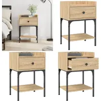 vidaXL Nachtkastje 40,5x31x60 cm bewerkt hout sonoma eikenkleurig
