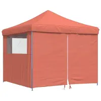 The Living Store De Living Store partytent, inklapbaar en opvouwbaar, met 4 zijpanelen, in terracotta kleur