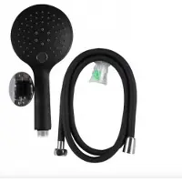 NATURN LIVING Mat zwarte douche set - Douchekop met Slang, Houder en bevestigingsmateriaal - Waterbesparend – Regendouche - Zwart Mat