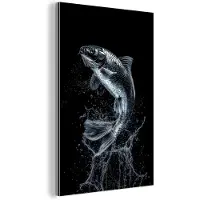 MuchoWow Aluminium schilderij 40x60 cm - Wanddecoratie metaal - Vis - Koi - Zwart - Water - Metalen muurdecoratie woonkamer - Decoratie industrieel - Foto op dibond - Industriële accessoires slaapkamer