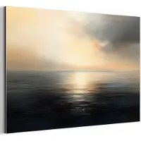 MuchoWow Aluminium schilderij 180x120 cm - Wanddecoratie metaal - Zon - Horizon - Zee - Metalen muurdecoratie woonkamer - Decoratie industrieel - Foto op dibond - Industriële accessoires slaapkamer