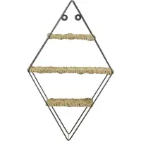 NATURN LIVING Wandrek Diamantvorm Rotan - Decoratief Wanddecoratie Rek voor Planten, Boeken en Accessoires - Landelijk Design - Bruin