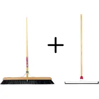 Synx Store Synx Tools Paardenhaar 60cm + Vloertrekker Kunststof 45cm met Steel 120cm – Zaalveger – Vloerreiniger – Natuurrubber – Zachte binnenbezem met steel 160cm