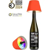 Sompex Flessenlamp " TOP " met houdbare kurk| 2.0 Led| Neon oranje - indoor / outdoor - oplaadbaar | RGB