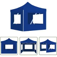 The Living Store De Living Store Profi-Partytent, inklapbaar met wanden, aluminium, 2x2 meter, blauw