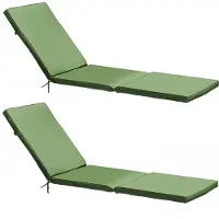 Oviala - Lot van 2 polyester groene ligstoelkussens 186 x 53 x 5 cm - Picchu
