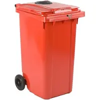 ESE Afvalcontainer 240 liter rood met glasrozet en slot | Statiegeld inzamelcontainer