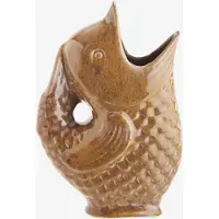 Madam Stoltz - Stoneware Vis Vaas - Oranjebruin - Waterkaraf