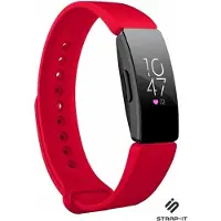 Strap-it Siliconen Smartwatch bandje - Geschikt voor Fitbit Inspire / Inspire HR / Inspire 2 silicone band - rood - Horlogeband / Polsband / Armband - Maat: Maat L