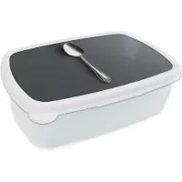 MuchoWow Broodtrommel Wit - Lunchbox Zilver - Metaal - Lepel - Brooddoos 18x12x6 cm - Brood lunch box - Broodtrommels voor kinderen en volwassenen