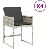 The Living Store Lounge Stoelen - Tuinstoelen - Tuinstoelen 4 st met kussens poly rattan lichtgrijs - Buitendecoratie - Tuinset - Ratan Stoelen