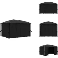 The Living Store De Living Store Paviljoen met gordijnen, afmetingen 400 x 300 x 265 cm, antracietkleurig