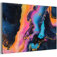 MuchoWow Aluminium schilderij 60x40 cm - Wanddecoratie metaal - Modern - Marmer - Oranje - Metalen muurdecoratie woonkamer - Decoratie industrieel - Foto op dibond - Industriële accessoires slaapkamer
